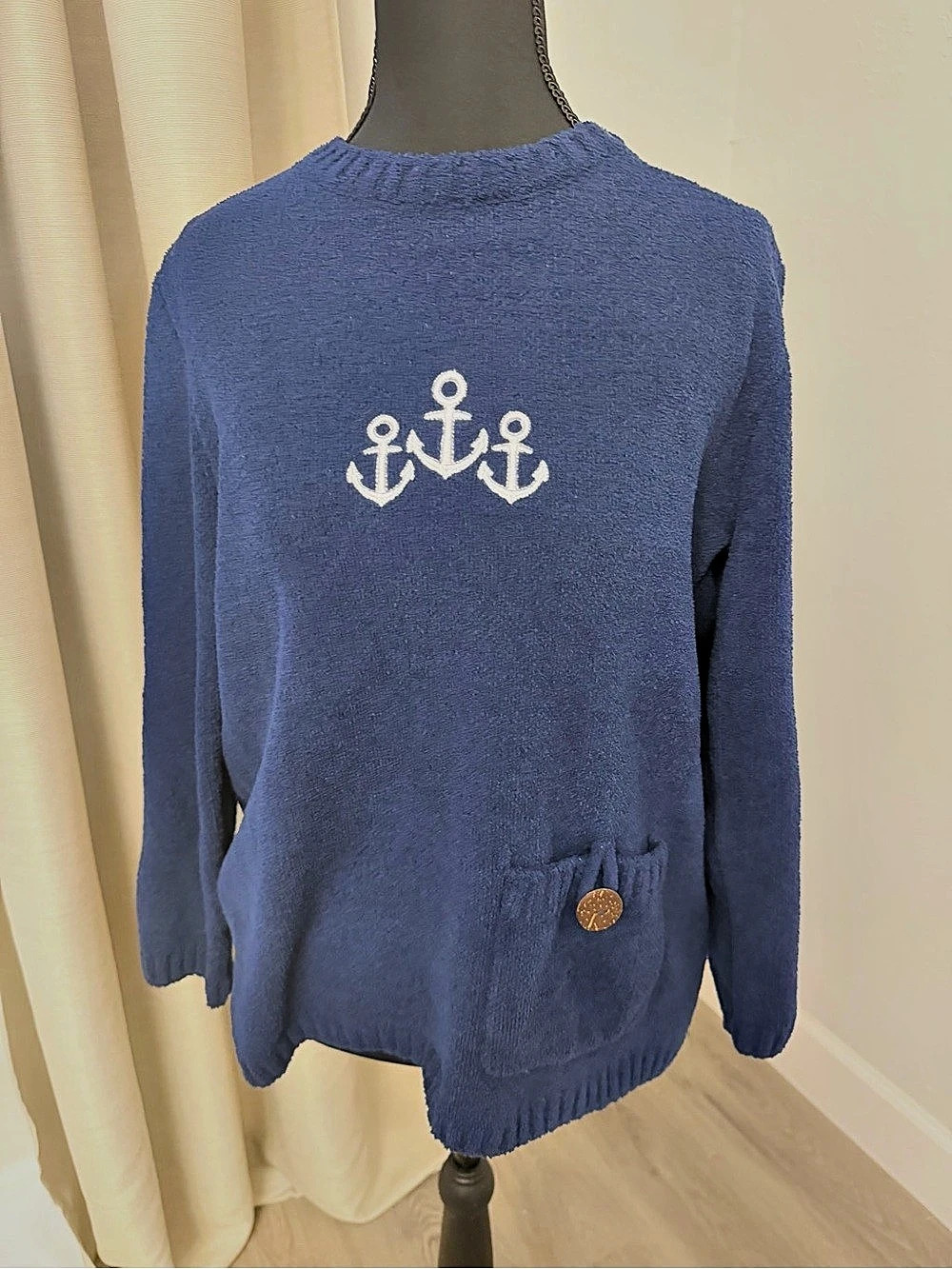 Lulu-B Anchor Sweater in Blue Size Small